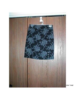 Black Floral Mini Skirt with Gray Print